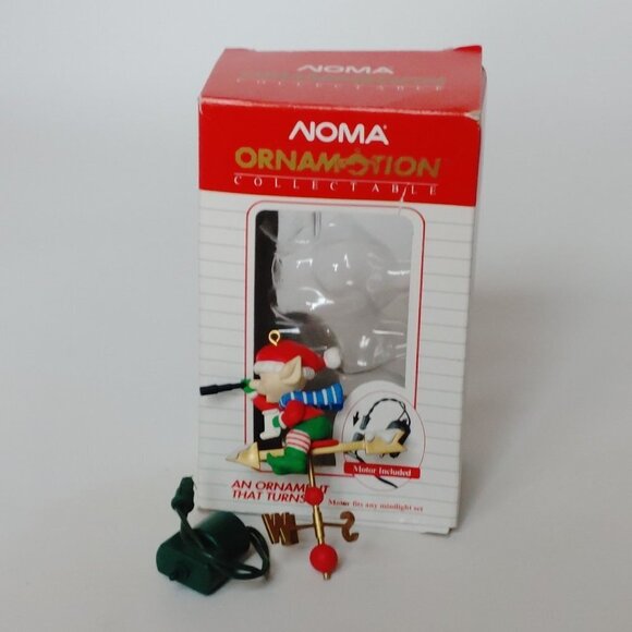 VINTAGE NOMA Ornamotion Elf Weather vein Rotating Christmas Ornament w Box - Picture 1 of 11